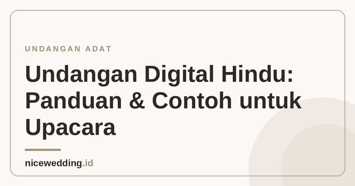 Ilustrasi undangan digital Hindu untuk upacara dan pawiwahan
